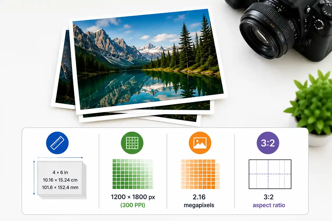 4x6 photo size in inches, cm, mm, pixels, megapixels, ratio